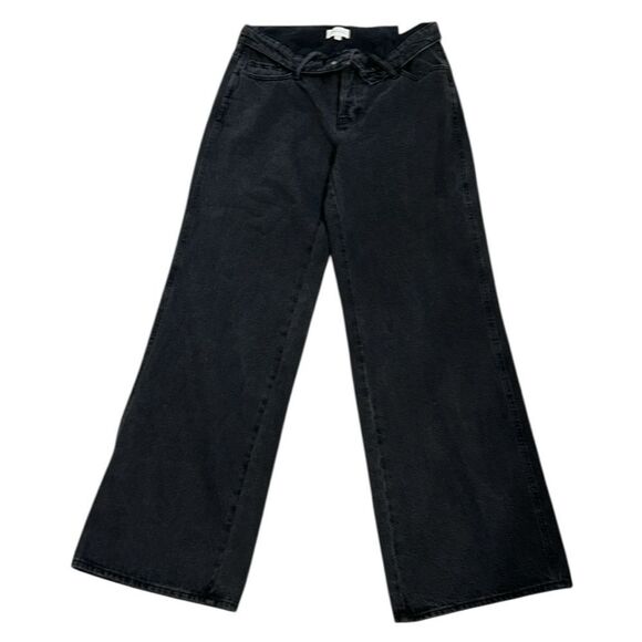 Pacsun Black Fold over Waist Baggy Wide Leg Jeans(Size 29) - Picture 5 of 12